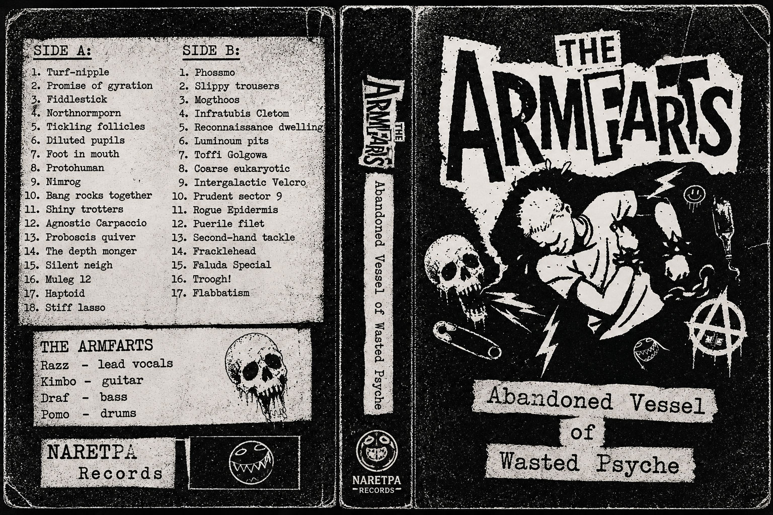Poor photocopy of the Armfarts cassette cover